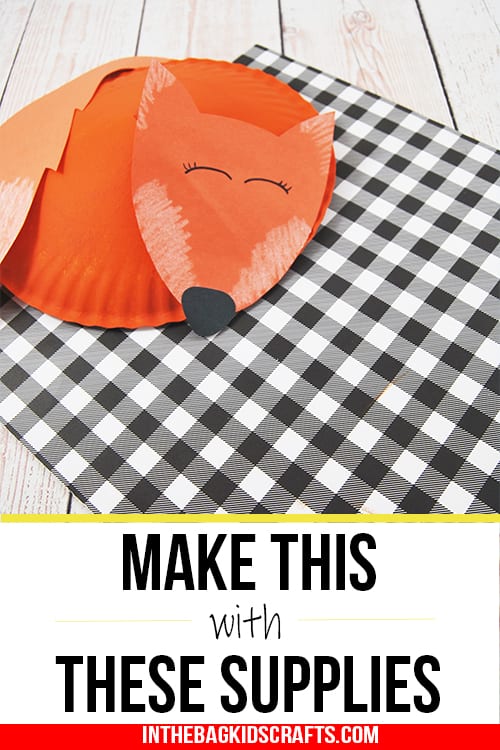 Sleeping Fox Craft made from a paper plate and construction paper