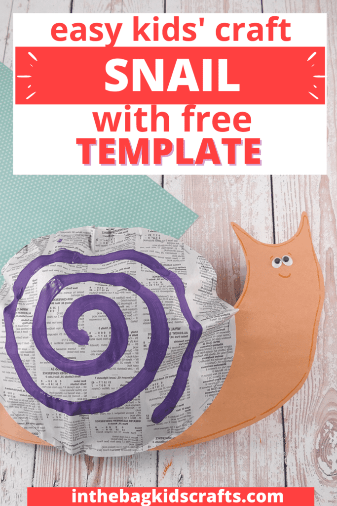 SNAIL CRAFT FOR KIDS MADE FROM RECYCLED NEWSPAPER WITH FREE CRAFT TEMPLATE 