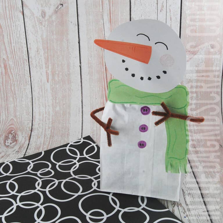 Snowman Craft made from a paper lunch bag