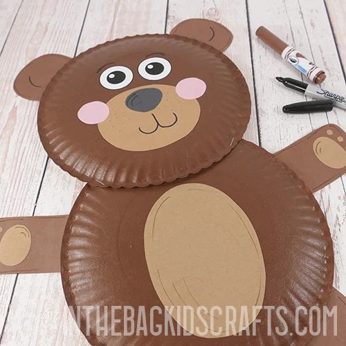 PAPER PLATE TEDDY BEAR CRAFT STEP 7