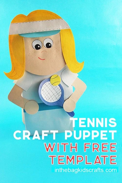 Tennis Player Craft Paper Bag Puppet for Kids 