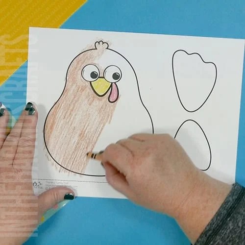 A colorful, kid-friendly turkey craft for Thanksgiving featuring a free printable template, perfect for a gratitude-themed craft for kids. Step 1 coloring