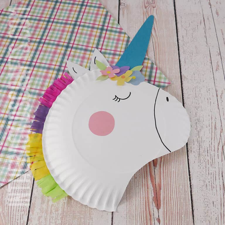 Unicorn Craft for Kids made from a Paper Plate