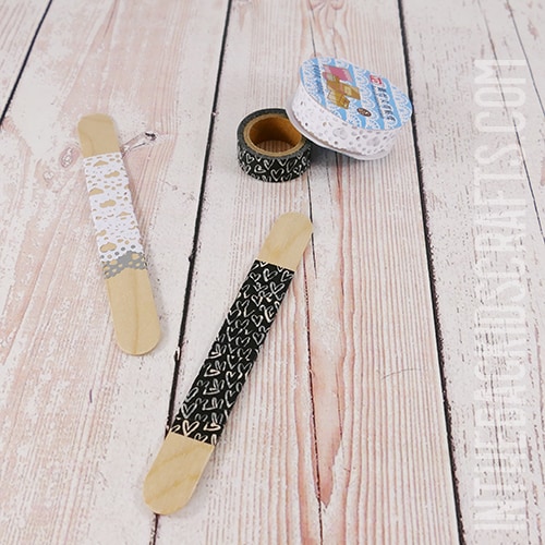 WEDDING CRAFTS FOR KIDS POPSICLE STICK BRIDE AND GROOM WITH WASHI TAPE WRAPPING