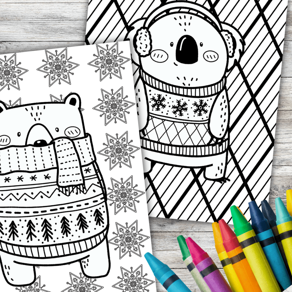 WINTER ANIMAL COLORING PAGES