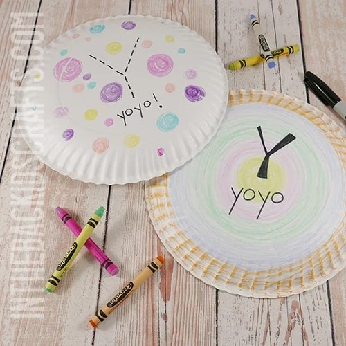 letter y crafts for toddlers paper plate yoyo step 1