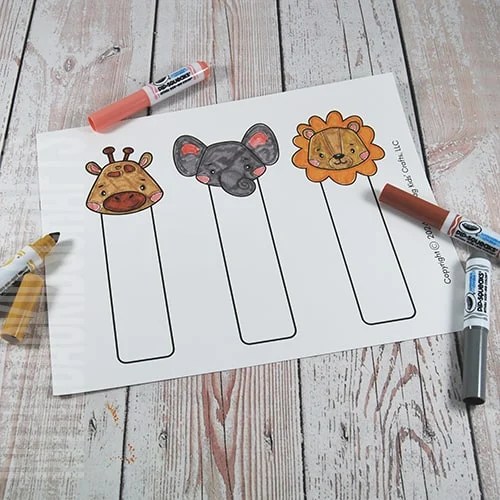 Printable animal bookmarks coloring 