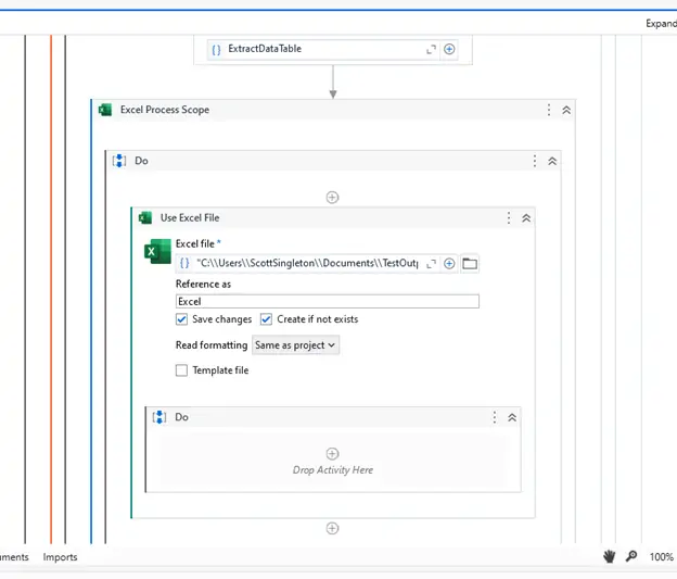 Automating Excel with UiPath | i3solutions UiPath and Excel Figure 6 - Excel Process Scope