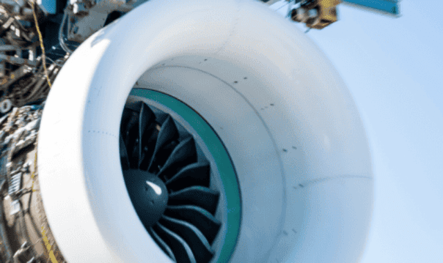 Modern jet engine with advanced technology and design.