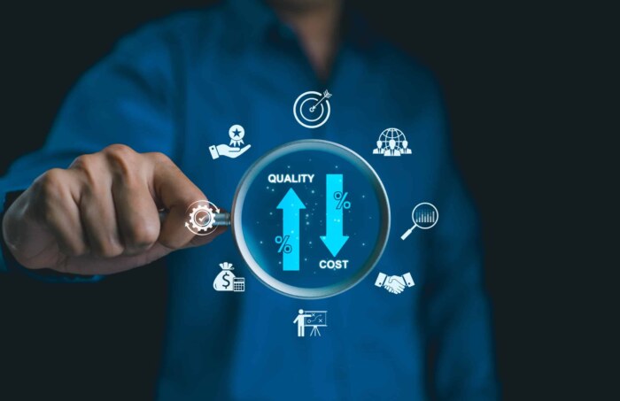 Business professional analyzing efficiency and cost benefits with Microsoft Dynamics software.