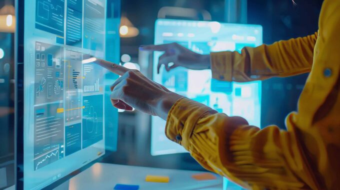 Team working on digital interfaces for rapid prototyping and software testing.