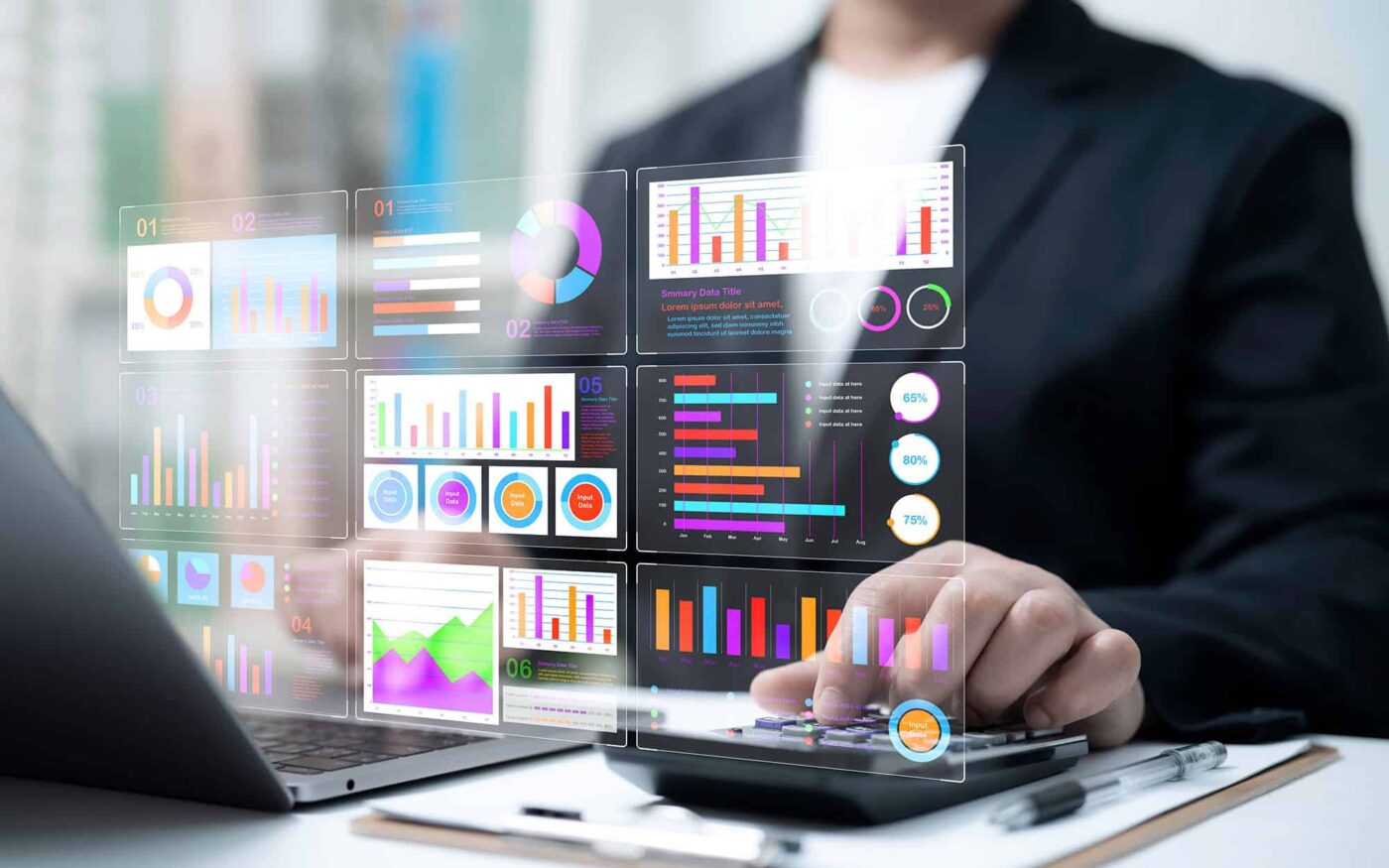 Interactive enterprise reporting dashboard with analytics and data visualization tools.