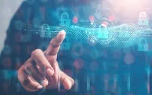 Digital security with cloud encryption and padlocks for data safety.