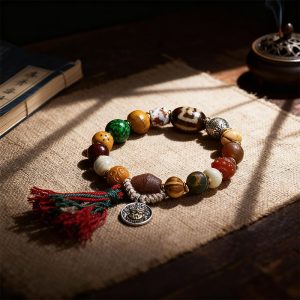 Yak Bone Multi-Treasure Bracelet with Dzi Bead