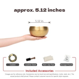 Brass Singing Bowl Meditation Sound Bowl - approx. 5.12 inches (13cm)