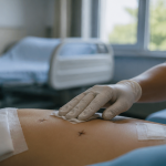 coelioscopie cicatrice abdomen pansement