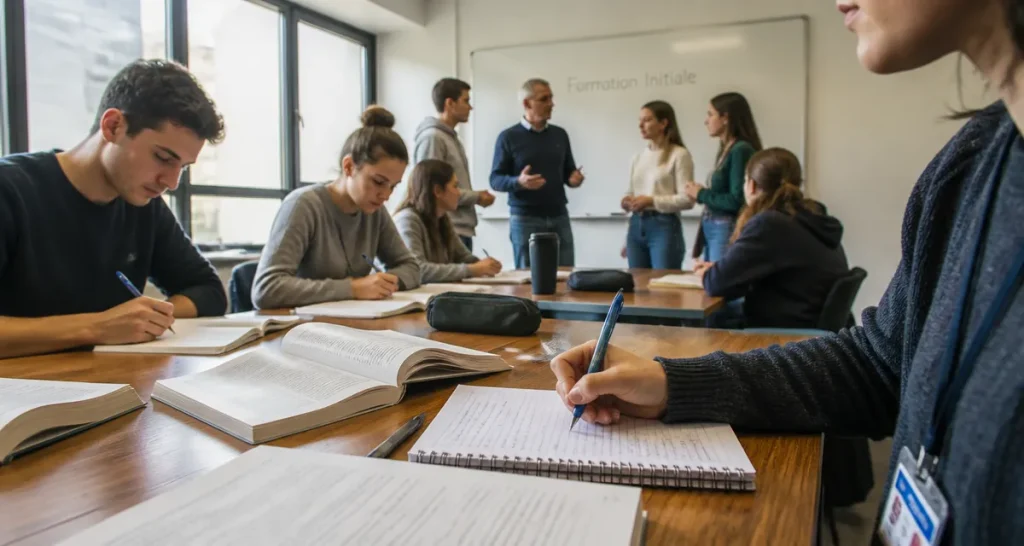 Étudiants formation en initiale prenant des notes