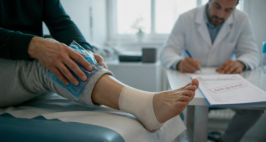 infiltration cheville arret de travail médecin