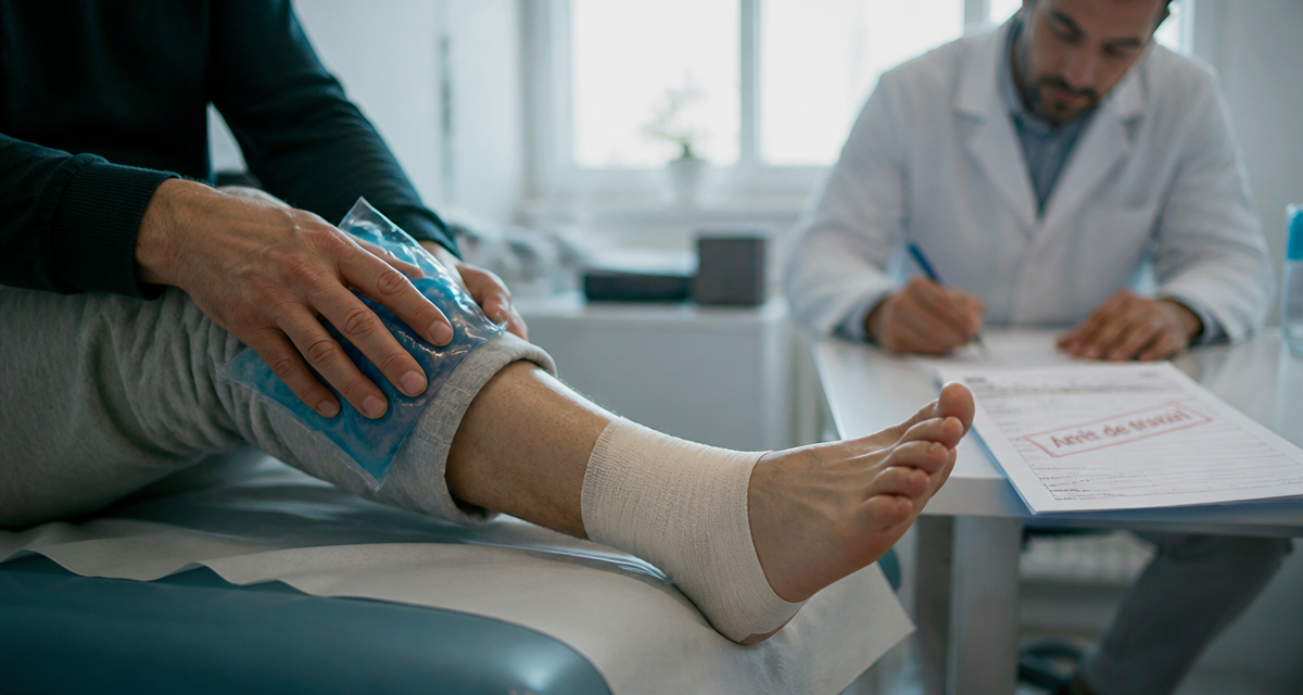 infiltration cheville arret de travail médecin
