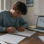 Lettre de motivation pour BTS en alternance manuscrite sur bureau