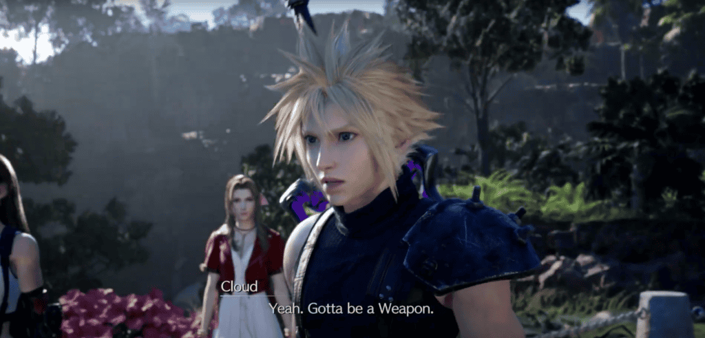 cloud hears weapon