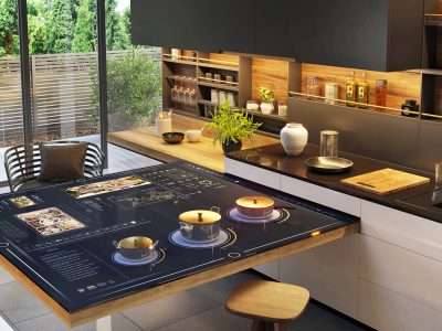 Smart Kitchens: Revolutionizing Your Culinary Experience: Beautiful and modern kitchen with smart home control panel