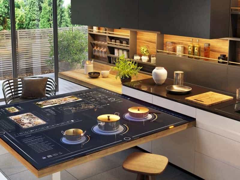 Smart Kitchens: Revolutionizing Your Culinary Experience: Beautiful and modern kitchen with smart home control panel