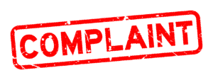 Complaint in red letters