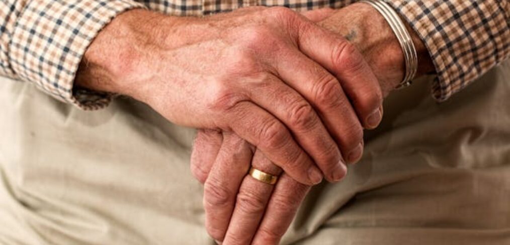 Elderly man with a cane