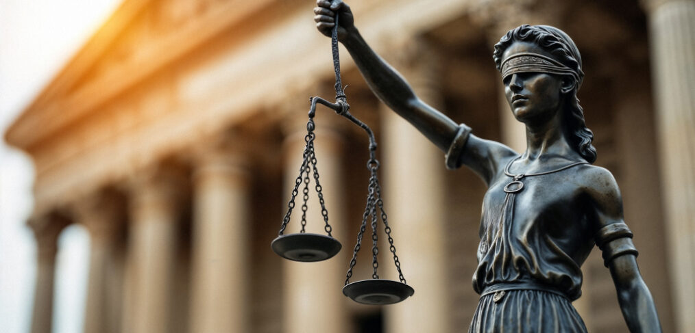Lady liberty in front of a courthouse - Nursing home choking death lawyer