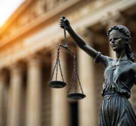 Lady liberty in front of a courthouse - Nursing home choking death lawyer