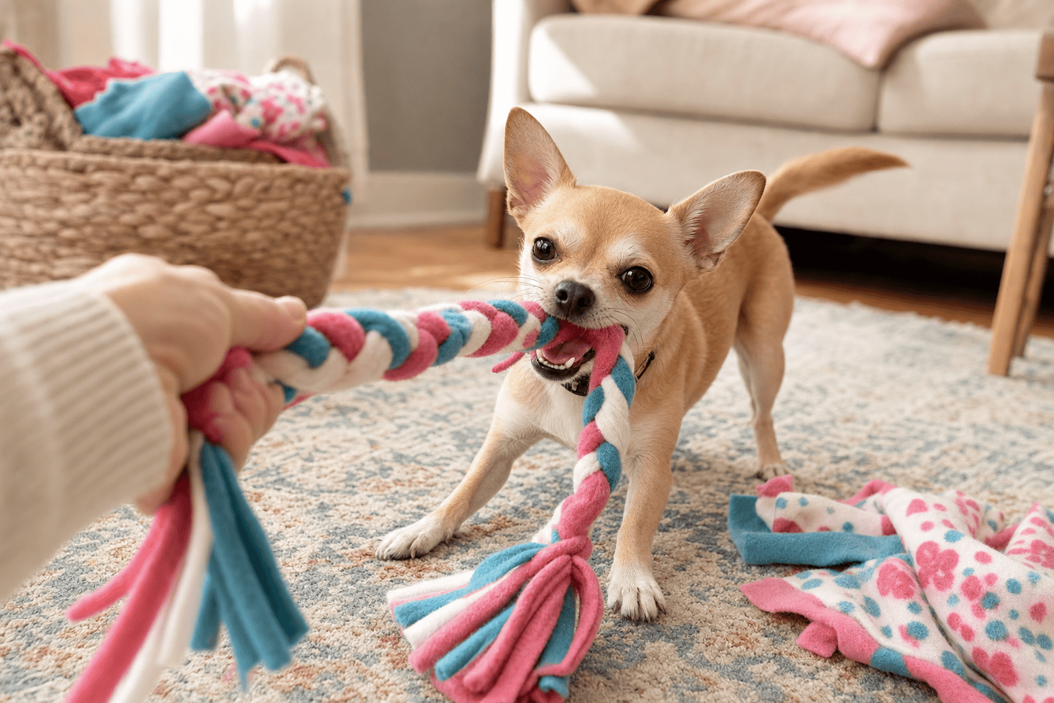 Chihuahua tug of war