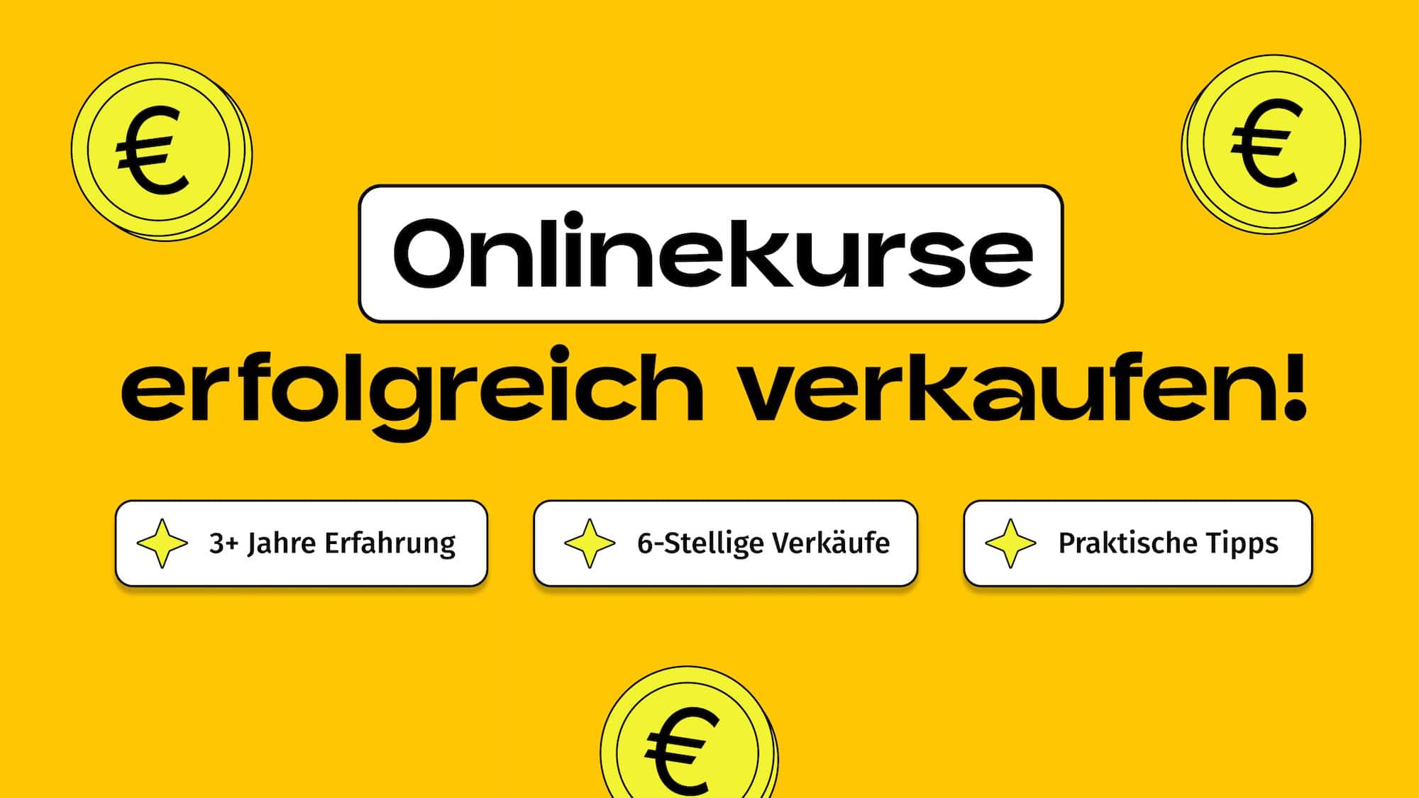 Geldmünzen im Comic-Stil fliegen um den Text Onlinekurse erfolgreich verkaufne.