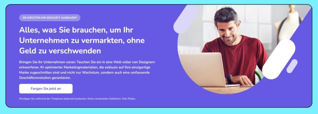 Screenshot der Hero-Section des europäischen Design-Tools von Desygner