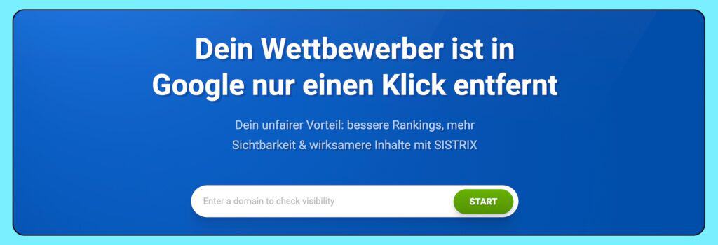 Screenshot der Hero-Section des europäischen Tools Sistrix für SEO.