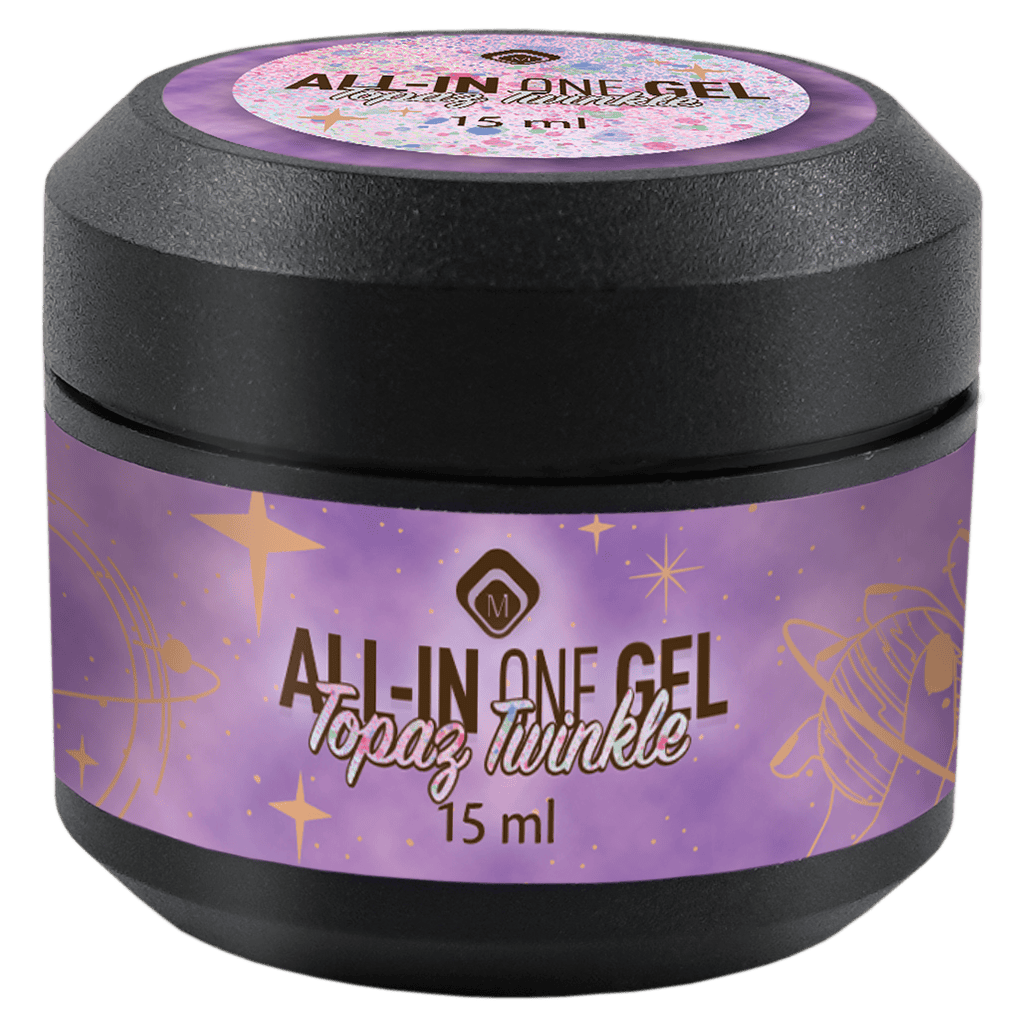 All-in-One Gel Top Coat Twinkle, 15 ml, voor glanzende nagels en langdurige manicure.