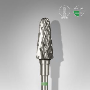 Metaalvijl met carbide schuurkop voor professionele nagelverzorging en nagelverharding.
