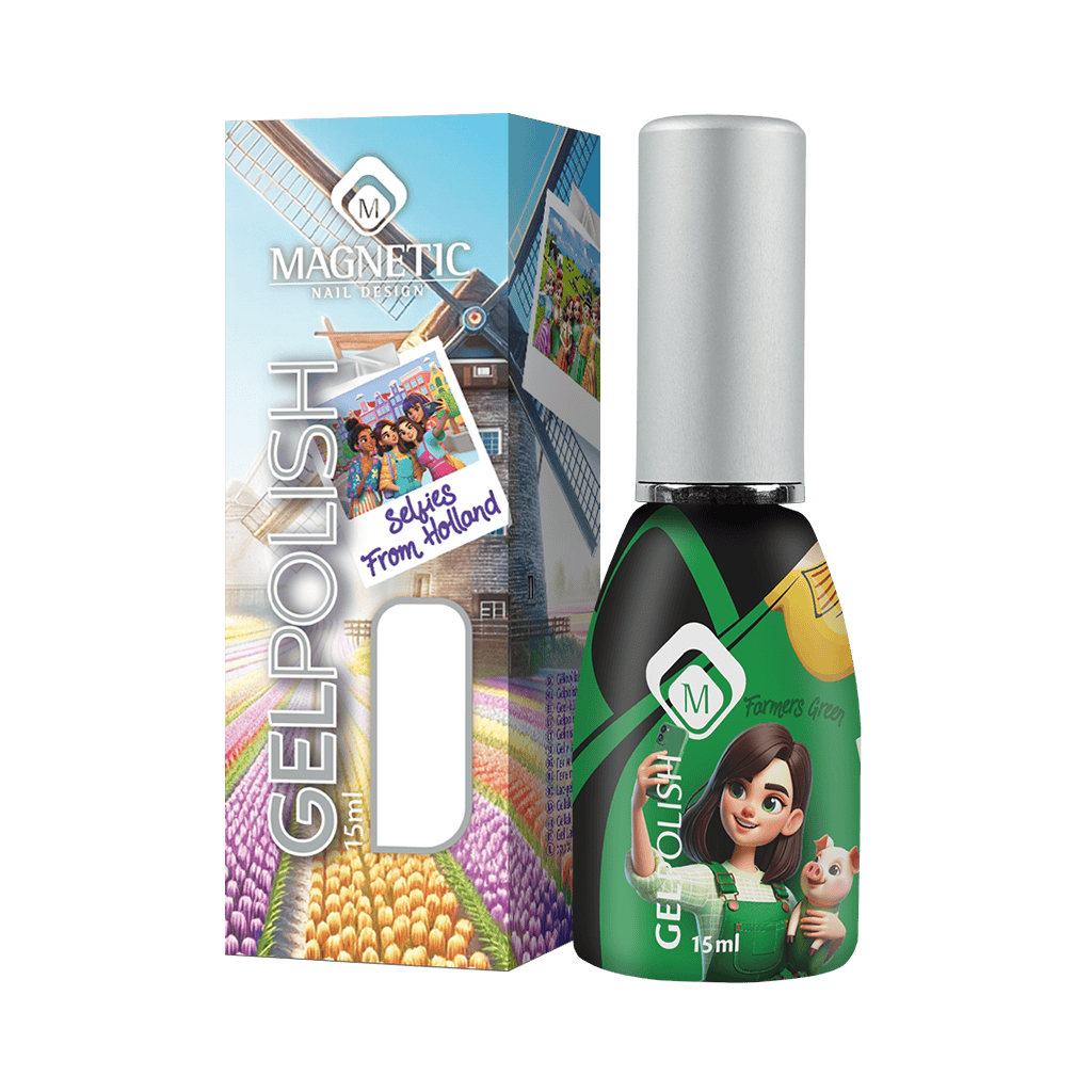 Magnetische nagellak met kleurrijk ontwerp en magneet-effect voor creatieve nagelkunst.