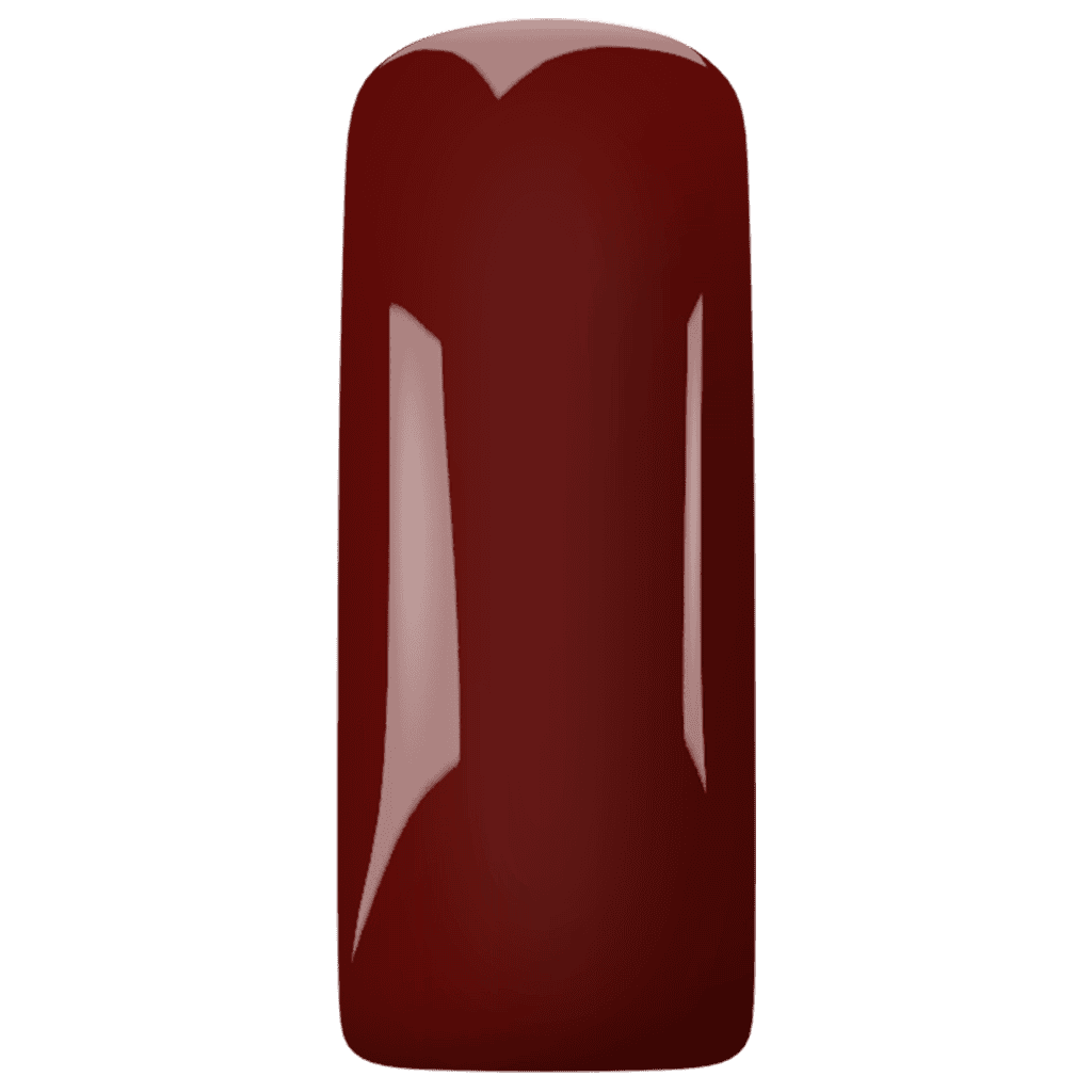 Diepe rode nagellak op een nagel, perfect voor elegante en stijlvolle manicure.