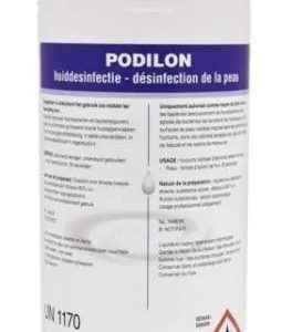 Schone hand met Podilon desinfecterend middel voor nagels en huid, hygiënische handhygiëne.