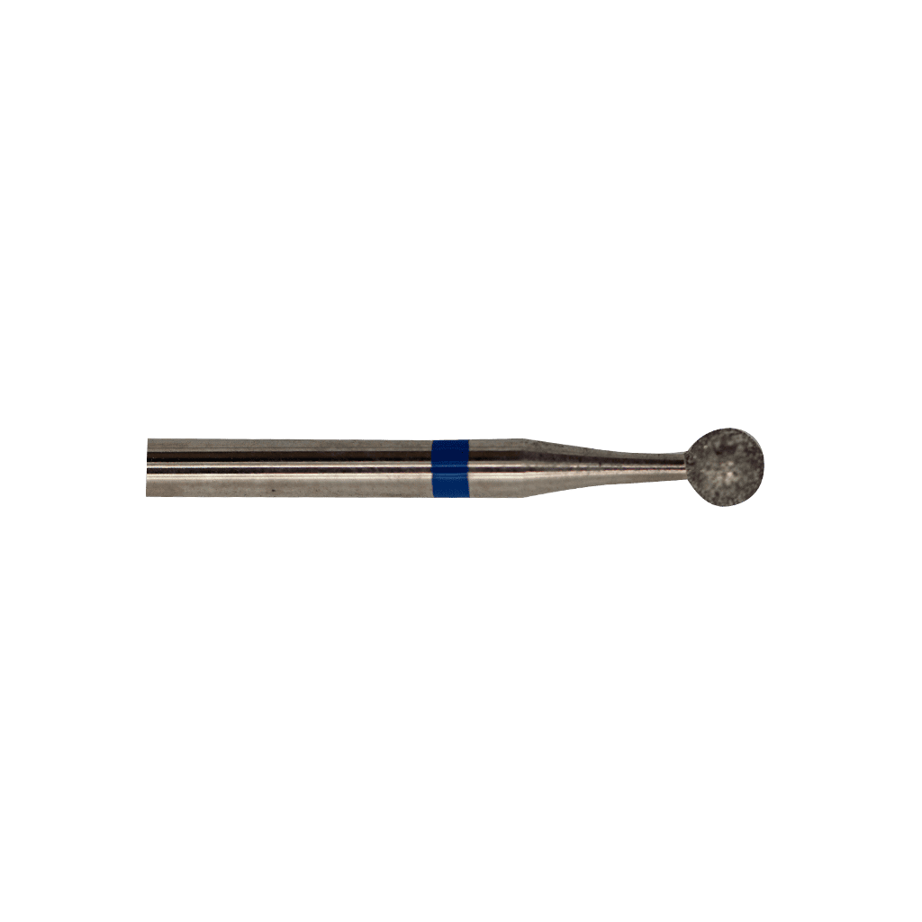 Een metalen nagelvijl met een ronde, schurende kop voor het gladmaken van nagels. Geschikt voor prof.