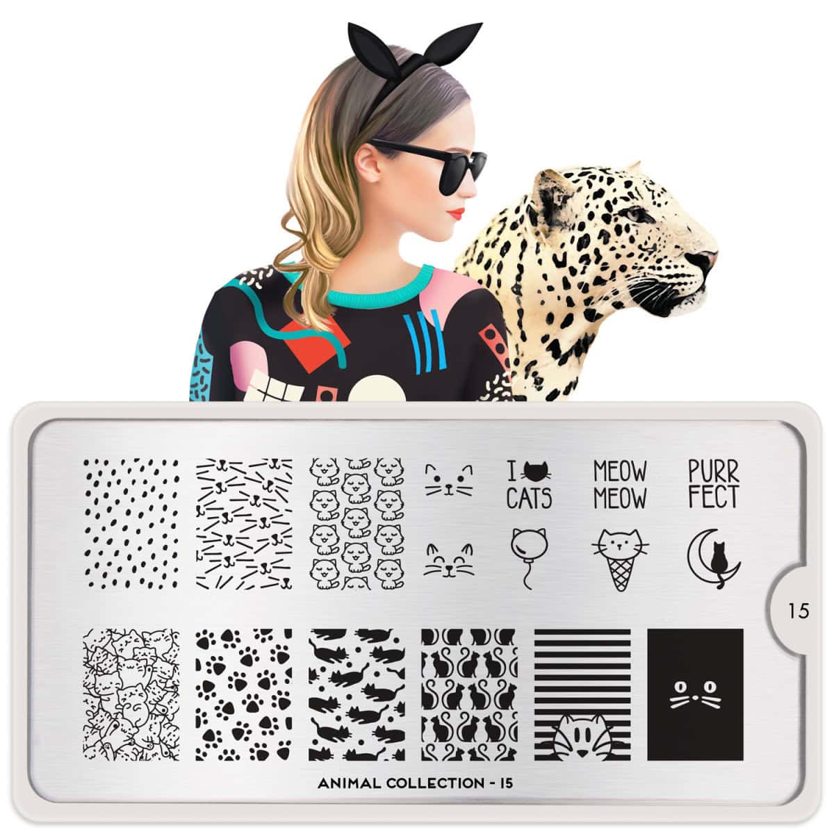 Kleurrijke dierenprint en kattenontwerp op nagelkunst, trendy en uniek voor dierenliefhebbers en nag.