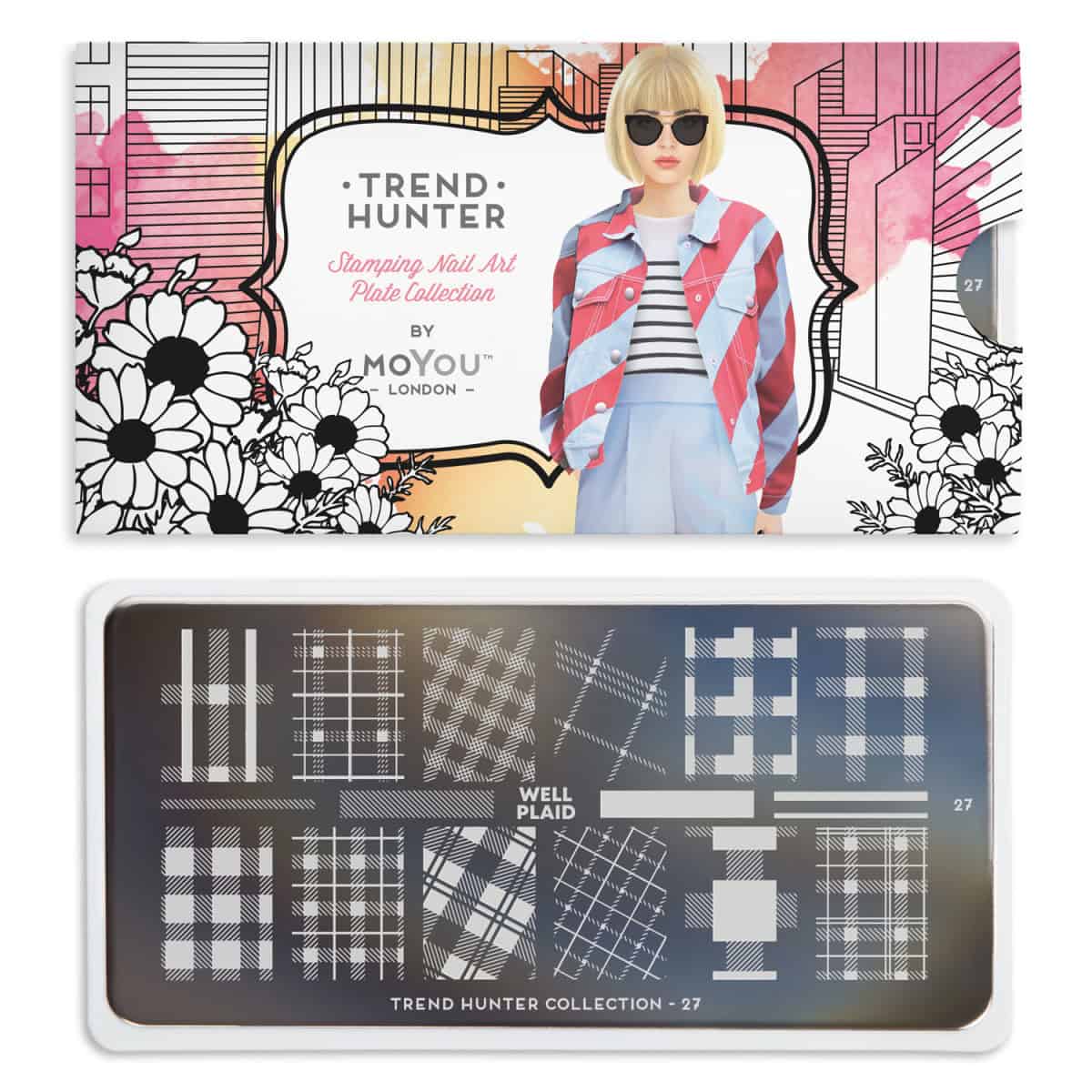 Kunstnagel stempelplaat met trendy ruitpatronen voor nail art en manicure decoraties.