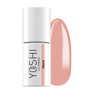 Yoshi UV Hybrid nagellak in peach kleur, geschikt voor professionele nagelverzorging.