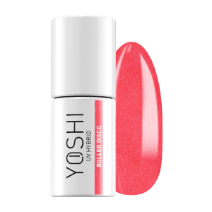 Yoshi UV Hybrid nagellak in Roller Disco kleur met swatch.