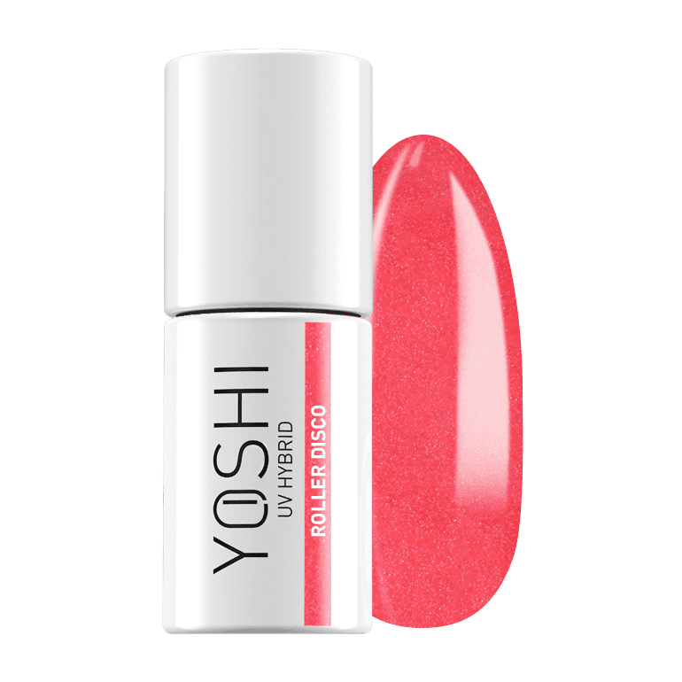 Yoshi UV Hybrid nagellak in Roller Disco kleur met swatch.