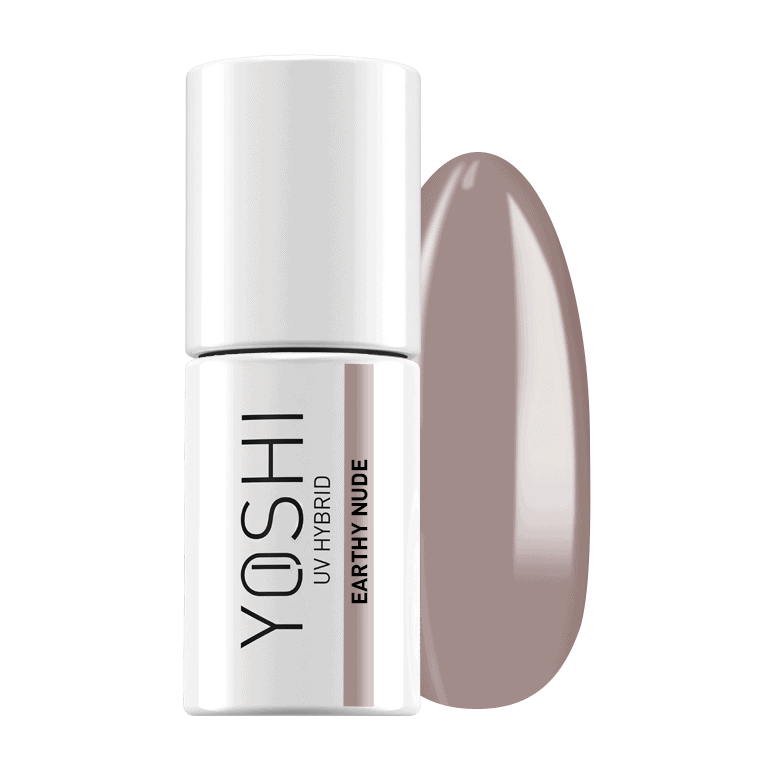 Yoshi UV Hybrid nagellak in Eathy Nude, perfect voor natuurlijke nagels en langdurige manicure.