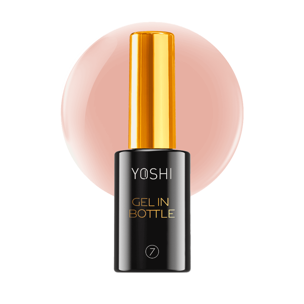 Yoshi gel nagellak in flesje met gouden dop, geschikt voor professionele nagelverzorging.