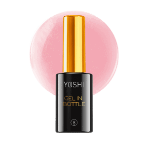 Yoshi gel nagellak in flesje met gouden dop, geschikt voor professionele nagelverzorging.