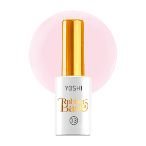 Yoshi Rubber Base nagellak met gouden dop, geschikt voor gelnagels en versterking.